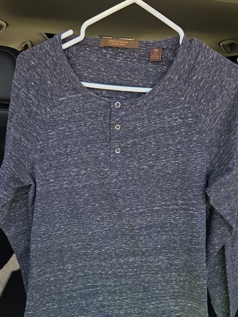 Scotch & Soda Heathered Navy Long-Sleeve Henley